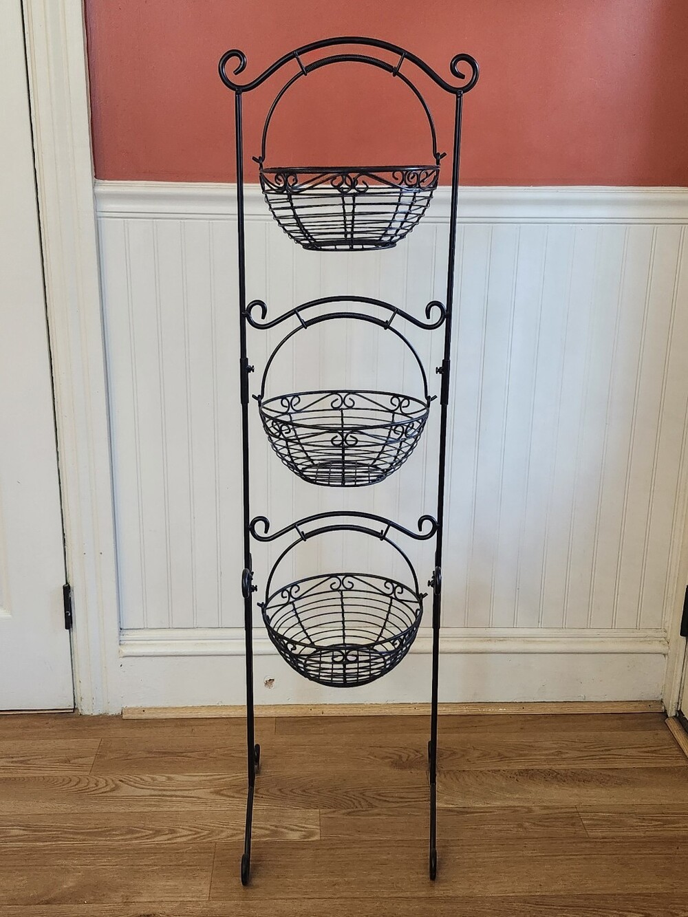 Black Metal 3-Tier Hanging Basket Stand - Home Accents